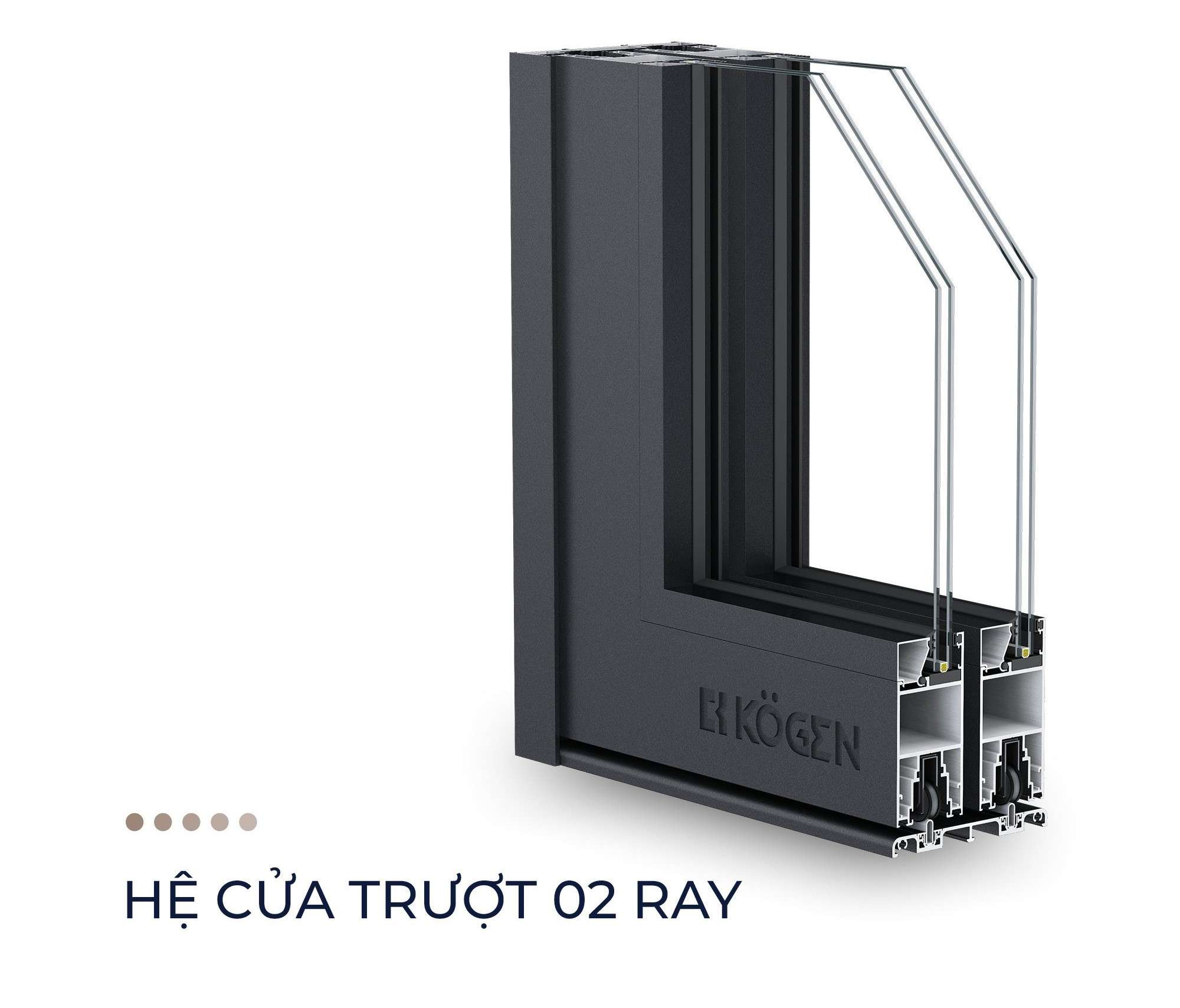 Cửa trượt Kogen 2 ray.