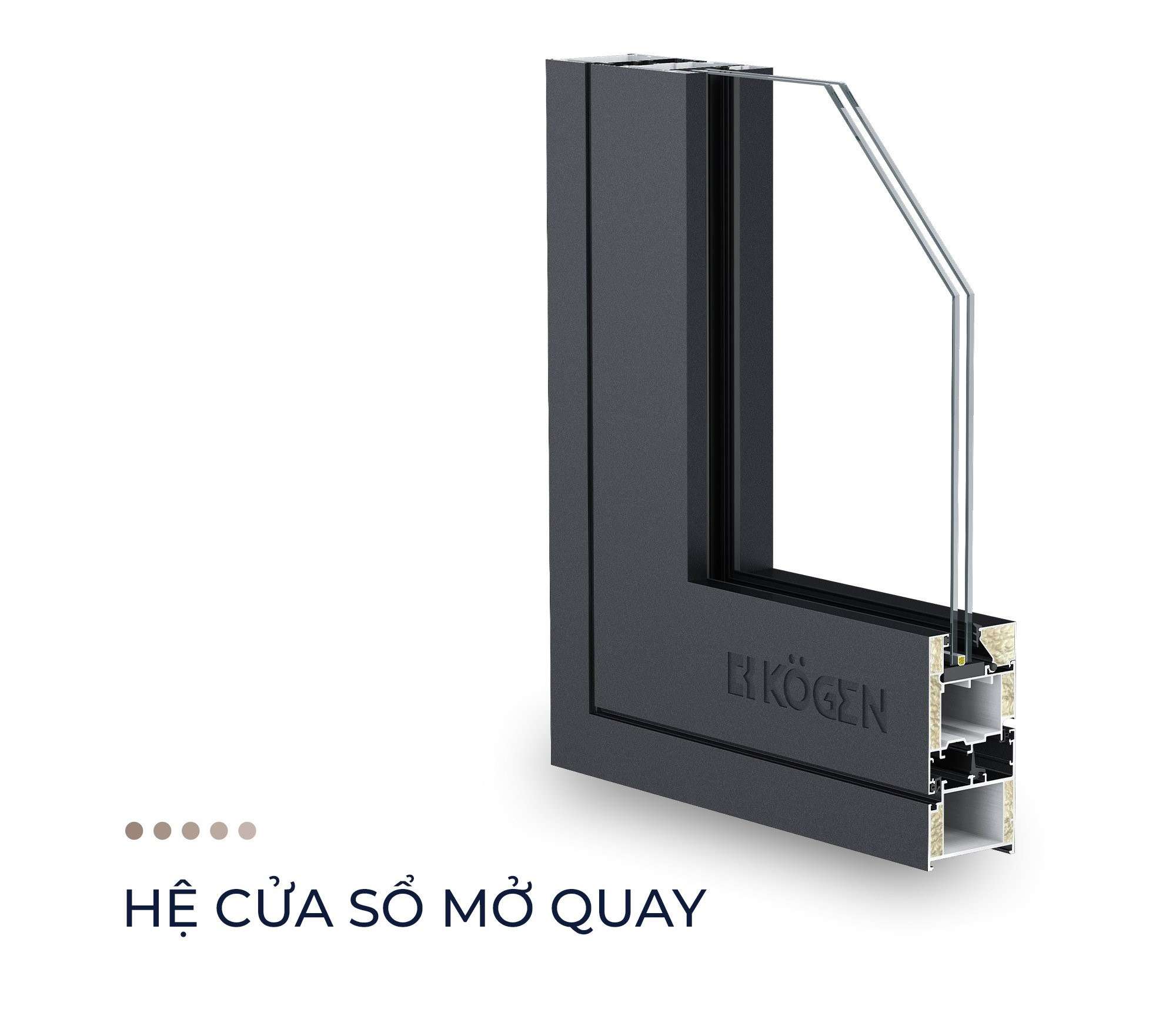 Hệ cửa sổ mở quay Kogen. 