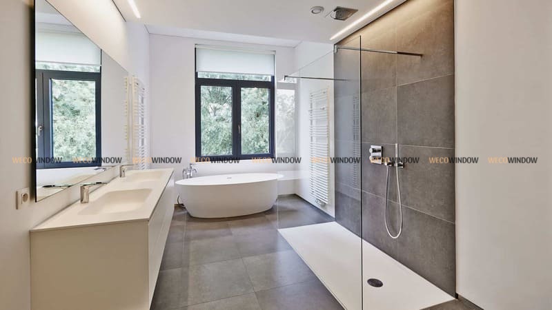 Mẫu nhà tắm bằng kính cường lực hiện đại. 
