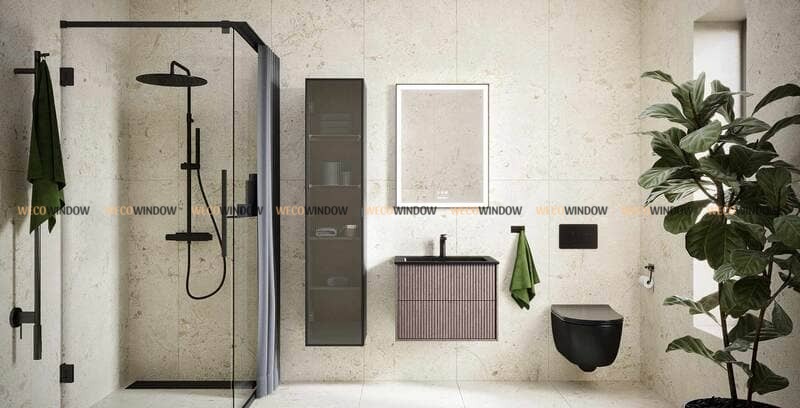Thiết kế nhà vệ sinh vách kính lạ mắt. 