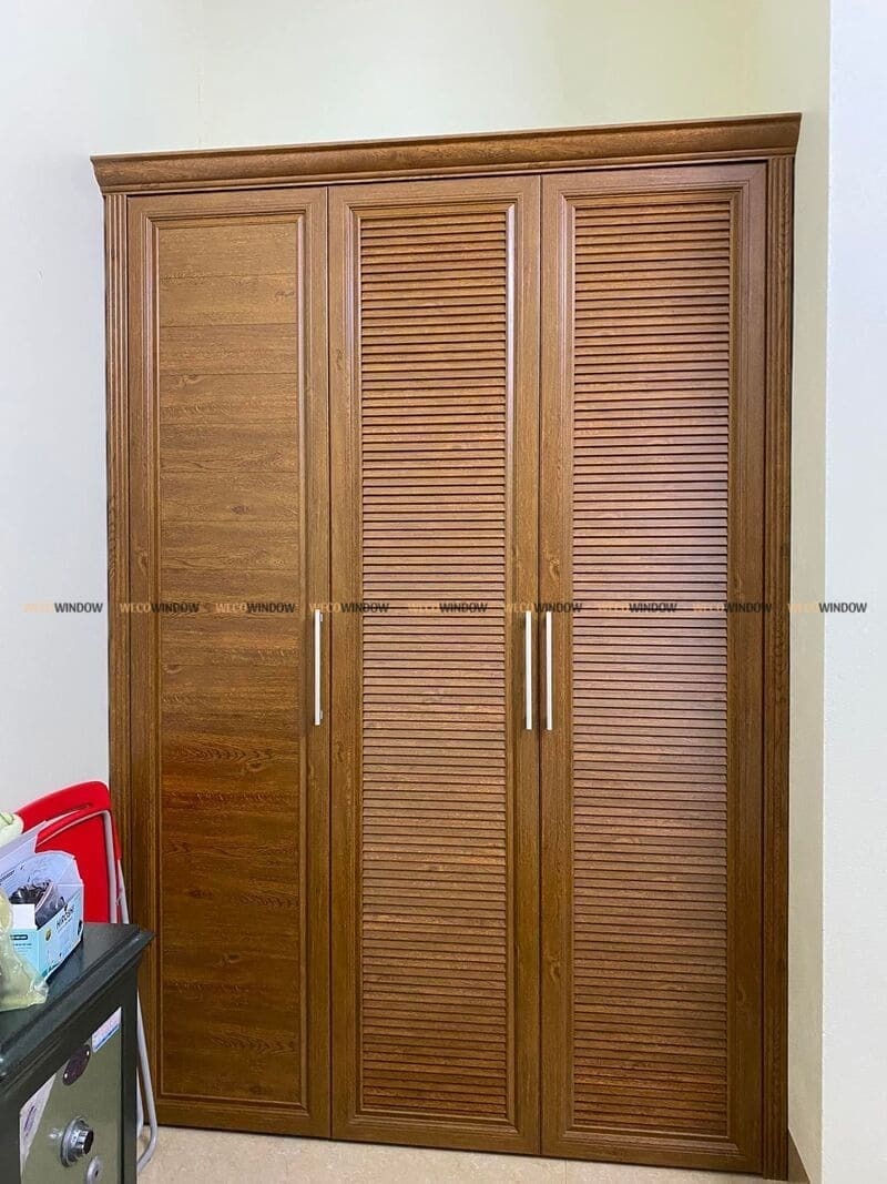 Tủ quần áo nhôm giả gỗ đẹp. 