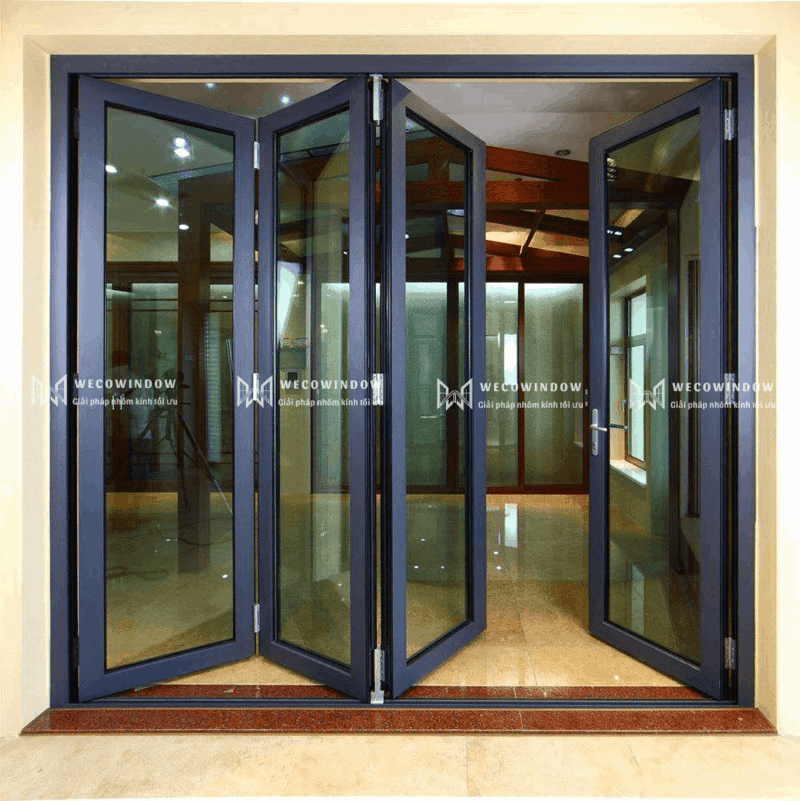 Mẫu cửa nhôm kính đẹp 2026 – 99+ Mẫu hiện đại, sang trọng 115 Cửa xếp gấp siêu gọn.