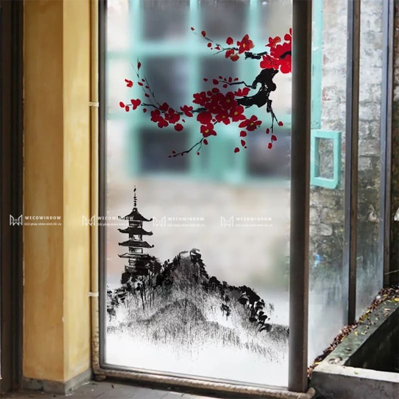 Cửa Kính Spa - Tạo Không Gian Thư Giãn Sang Trọng 38 Mẫu cửa kết hợp decal dán kính phù hợp với spa mang phong cách Nhật.