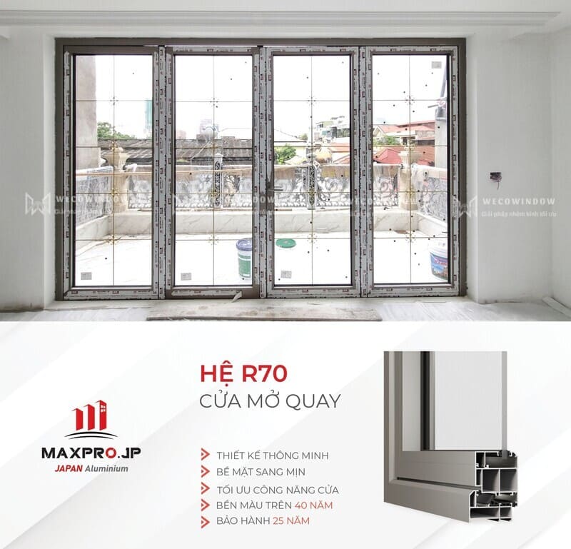 Công trình sử dụng cửa nhôm Maxpro hệ R70. 