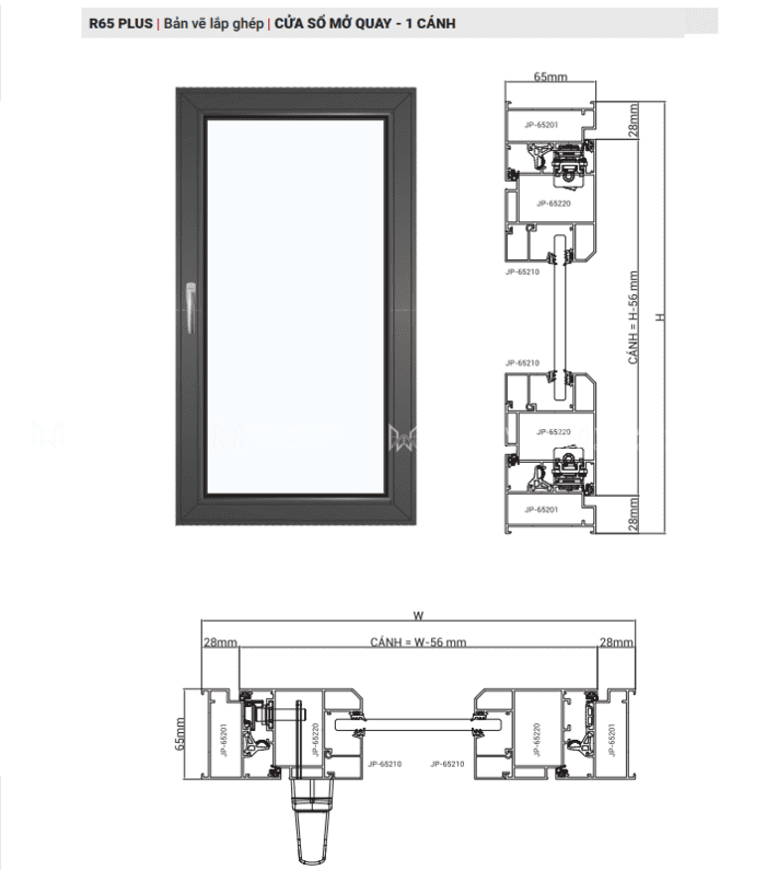 Cửa sổ mở quay 1 cánh. 