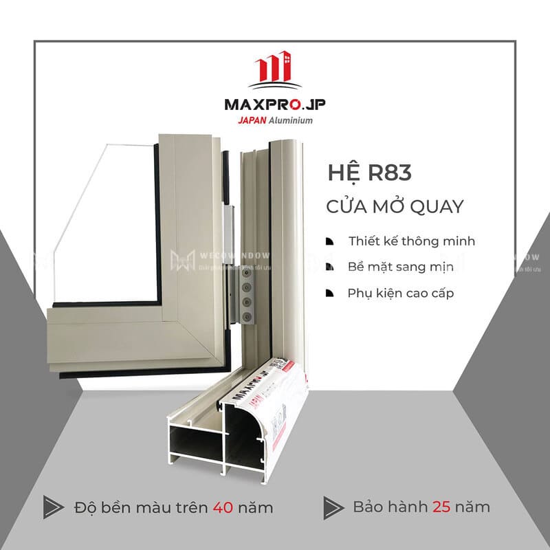 CỬA NHÔM MAXPRO HỆ 83 - 83 PLUS 37 Cửa nhôm Maxpro hệ R83.