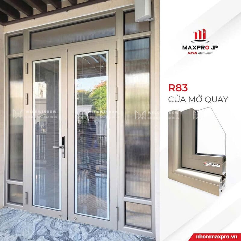 CỬA NHÔM MAXPRO HỆ 83 - 83 PLUS 50 Màu champagne sang trọng.