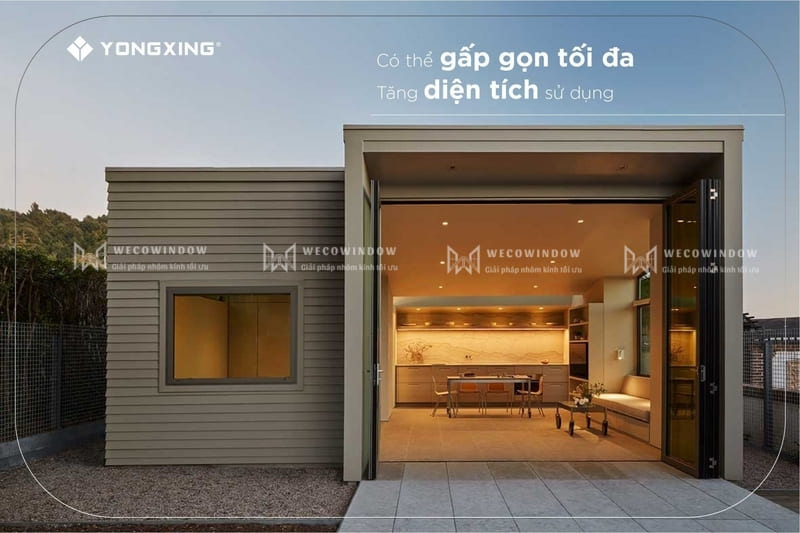 Cửa gấp xếp nhôm Yongxing. 