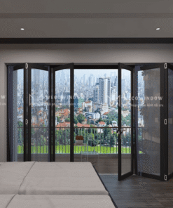 Cửa trượt gấp lắp đặt cho khu vực phòng ngủ.