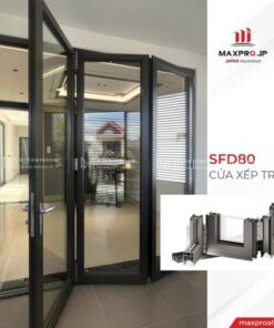 Mẫu cửa gấp trượt nhôm Maxpro hệ 80.