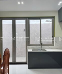 Mẫu cửa đi và cửa sổ nhôm kính 2 cánh đẹp.