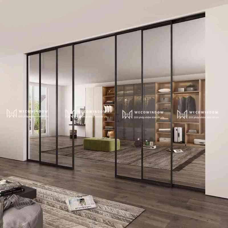 Cửa lùa Slim siêu mảnh, đóng mở nhẹ nhàng. 