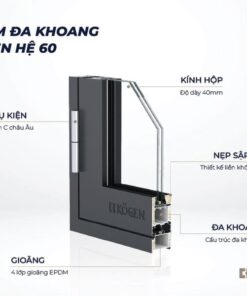 CỬA NHÔM KOGEN HỆ 60 ĐA KHOANG 5 Nhôm đa khoang Kogen hệ 60 với thiết kế độc quyền nổi bật.